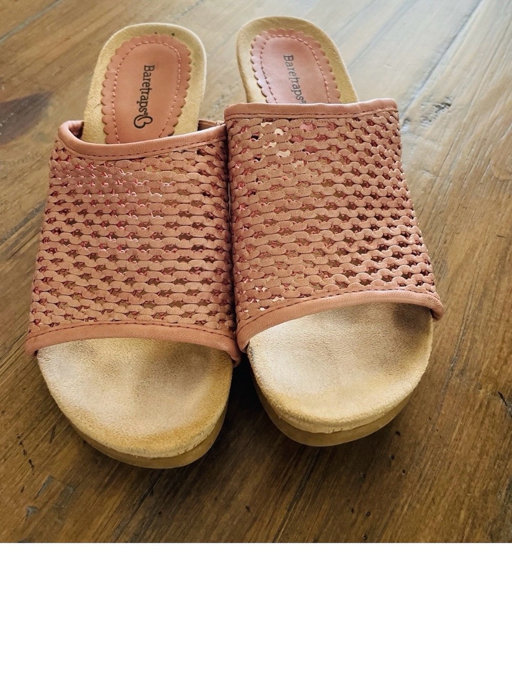Baretraps Women’s Woven wedge Slide Sandals - Salmon/Pink. Size 6